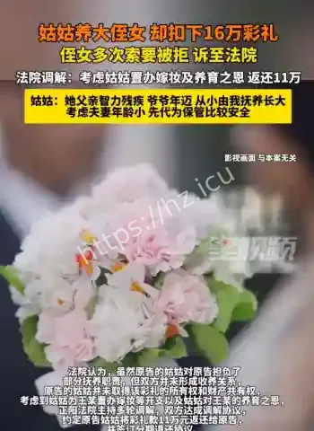 姑姑养大侄女扣彩礼